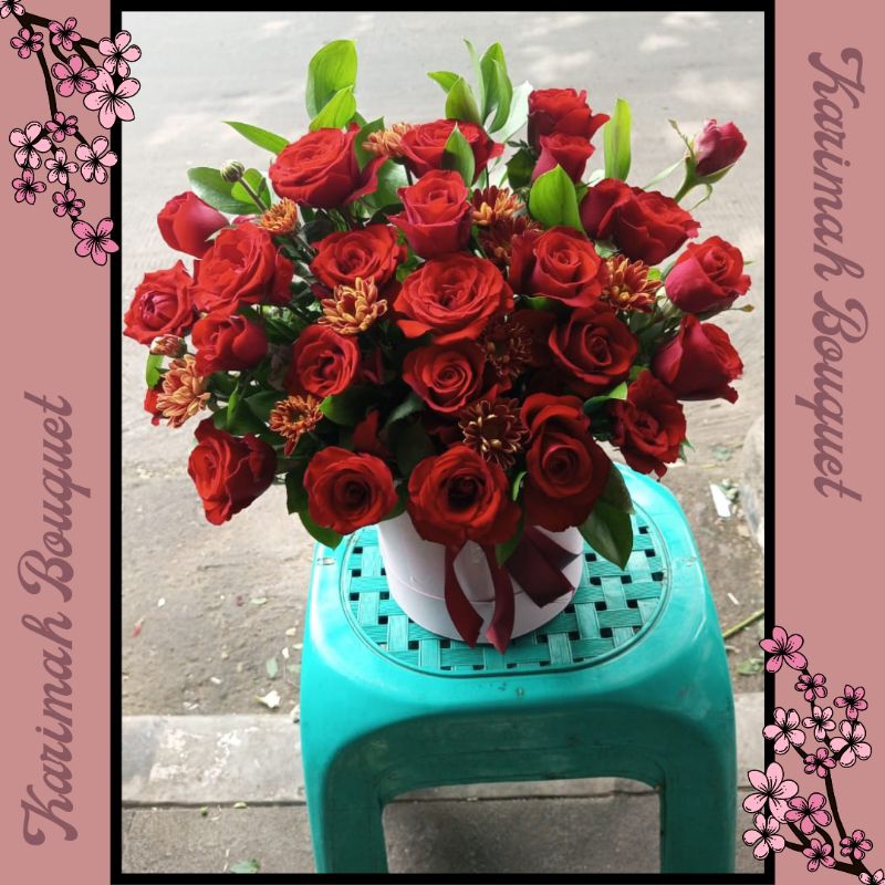 LANGSUNG JADI Buket Bunga Flower Box Mix Flower Large Buket Wisuda / Bouquet Bunga / Bucket Bunga Wi
