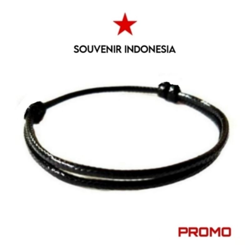 GELANG TALI SIMPLE HITAM POLOS TAHAN AIR COCOK UNTUK COUPLE - KOREA 2mm