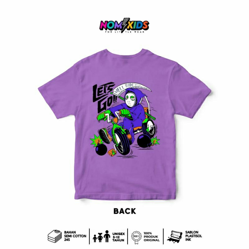Nomikids Kaos Anak Laki Laki Usia 5-12 Tahun Lets Go Skate Ungu