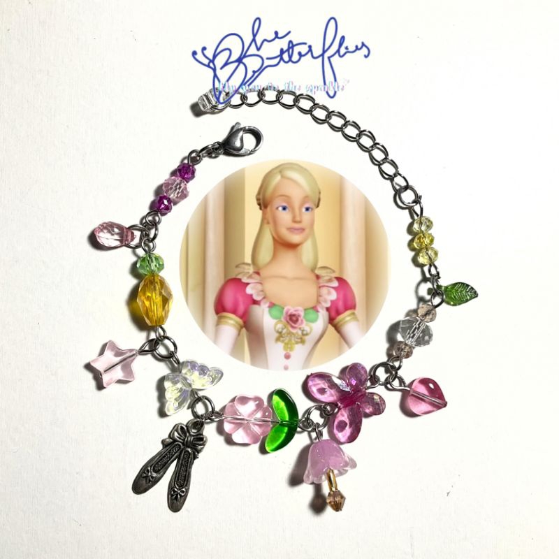 BB ~ Barbie In The 12 Dancing Princesses Theme Bracelets - Gelang Tema Barbie Anti Karat Manik Kaca 