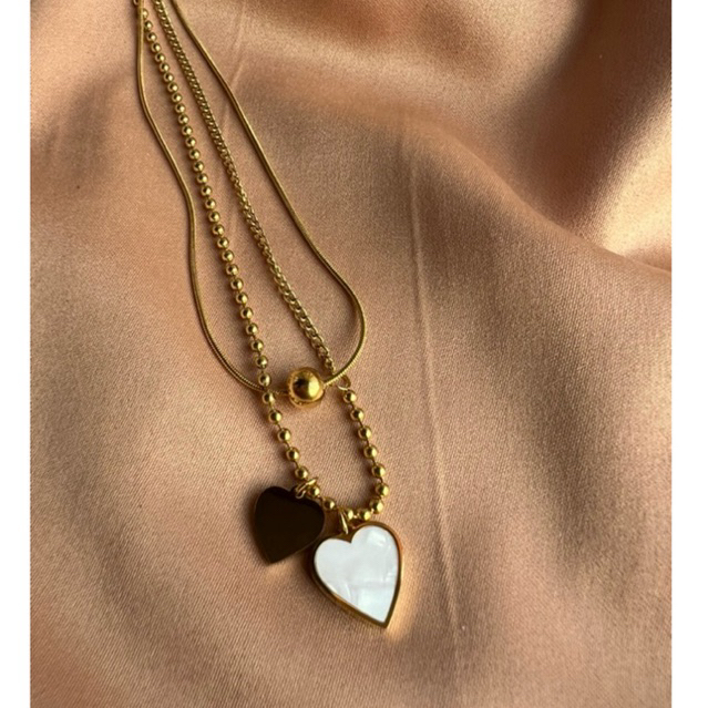 kalung double layer love - necklace gold