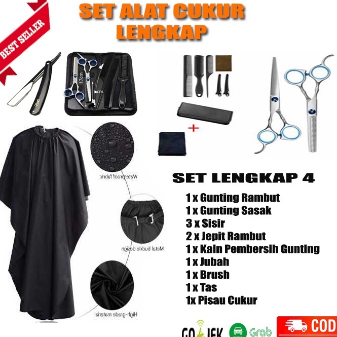 Pasti Promo COD Paket Alat Cukur Rambut Lengkap Gunting Rambut Sasak Salon Profesional Barbershop In