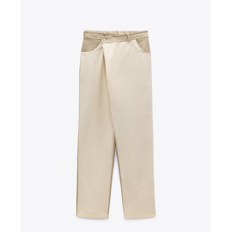Zara Troussers Celana Panjang Two Tone Celana Panjang Wanita Celana Panjang Oversize Zara Original O