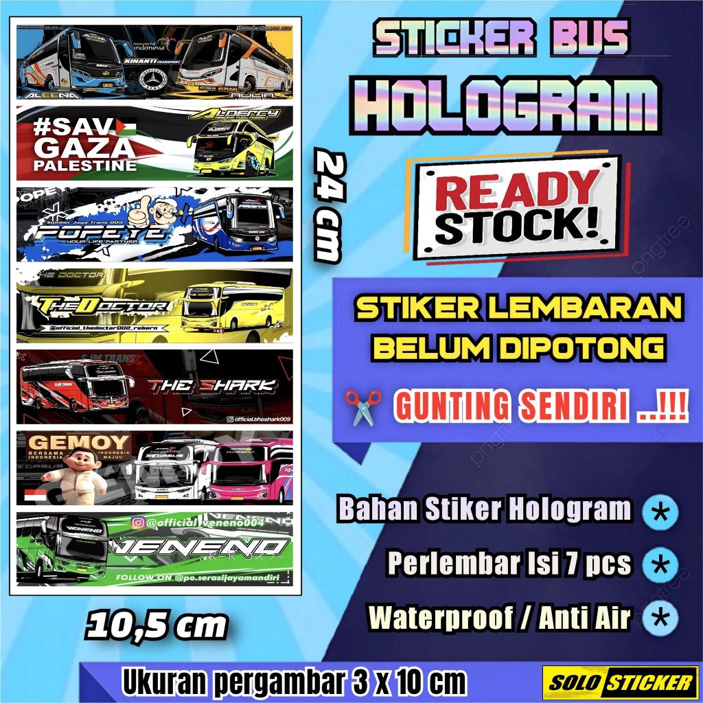 

Stiker Bus Hologram Lembaran Isi 7pc Sticker Bis Veneno Save Gaza The Doctor Gemoy Popeye The Shark