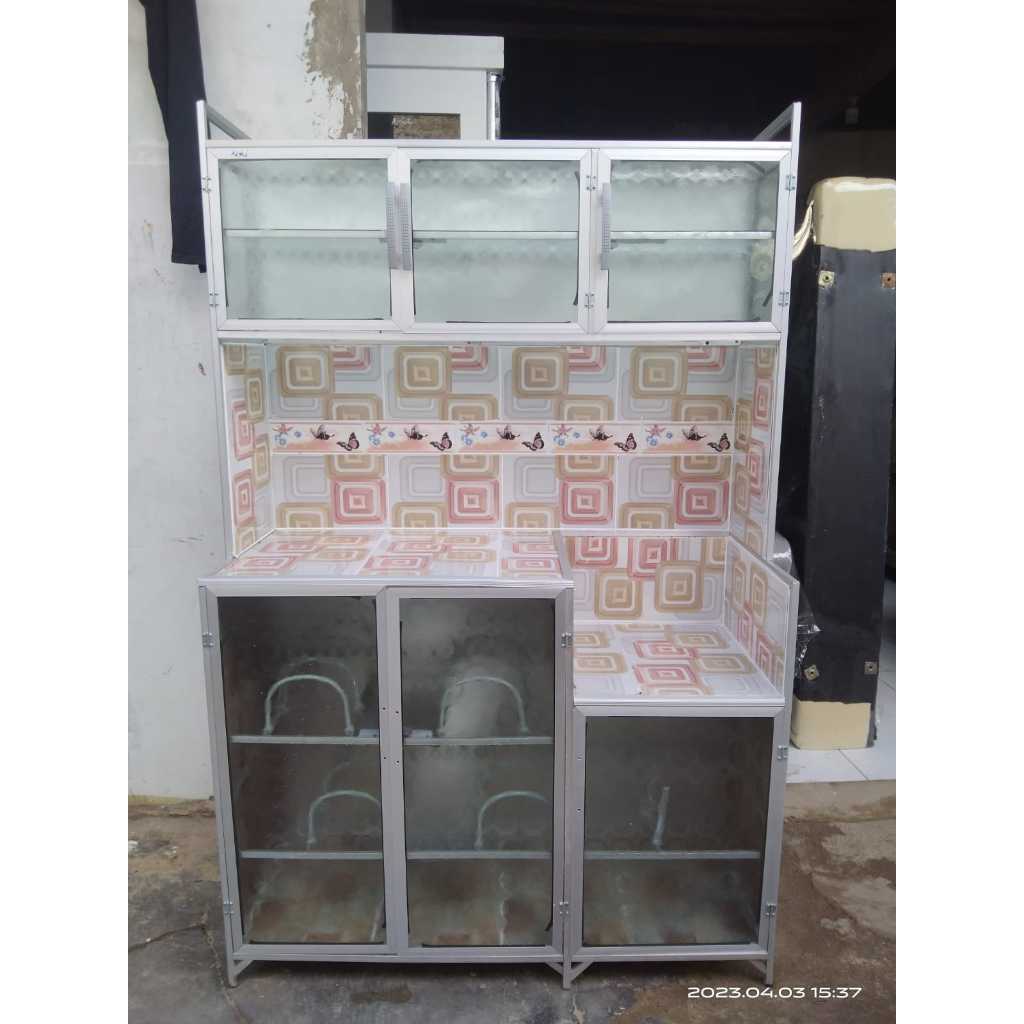 Rak Piring 3 Pintu Alumunium Minimalis / Rak Piring Bawah Keramik