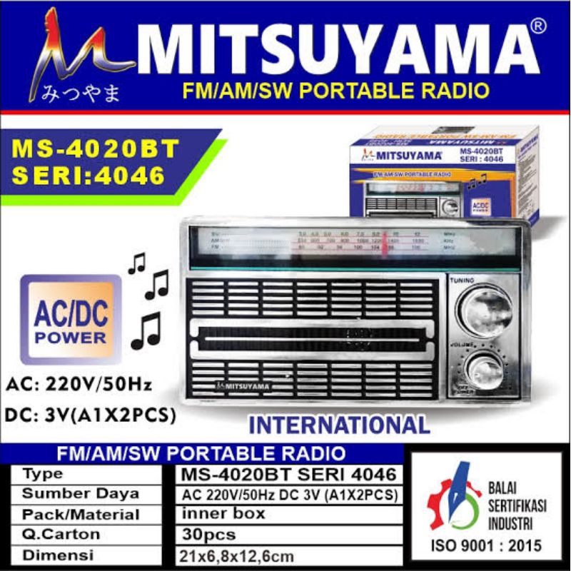 Radio MITSUYAMA Radio Jadul Clasic MS-4046BT