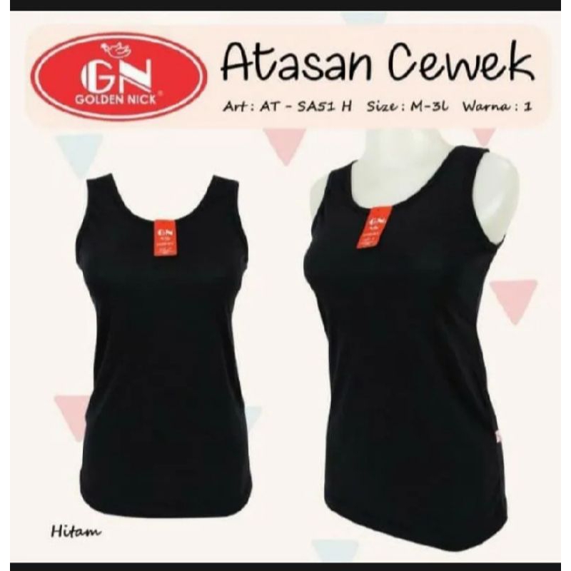 Tanktop Tank Top Atasan Tali besar Wanita Perempuan Remaja Dewasa Golden Nick Khusus Hitam dan Putih