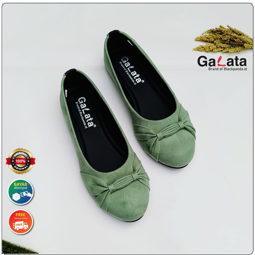 Sepatu Black Panda / Sepatu Wanita / Flatshoes Wanita / Black Panda Kezya Mint