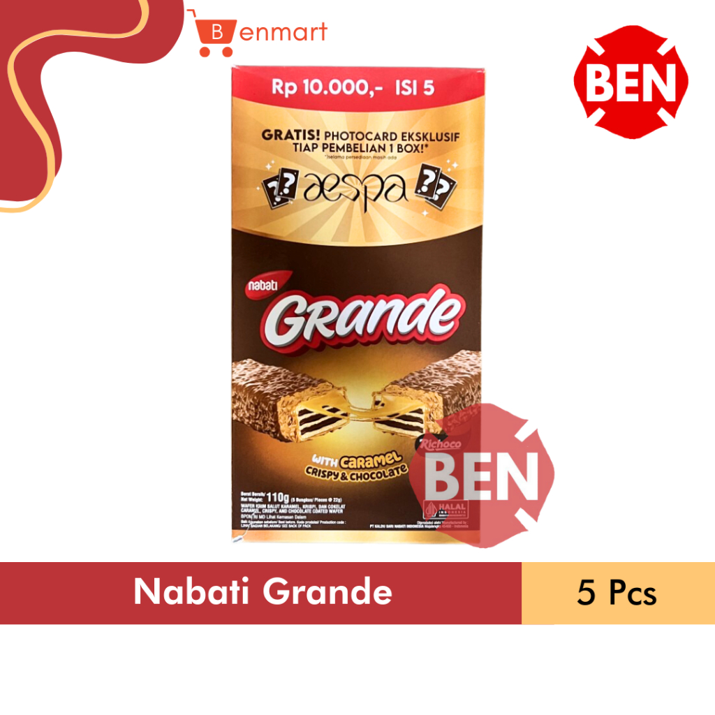 

Nabati Grande 1 Box isi 5 Pcs - Richoco Wafer Caramel Crispy Chocolate Coklat