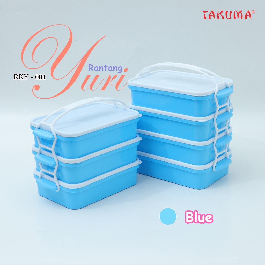 NEW DEALS Rantang Susun Yuri - TAKUMA Plastik Warna Ungu Pink Biru Hijau untuk Lauk