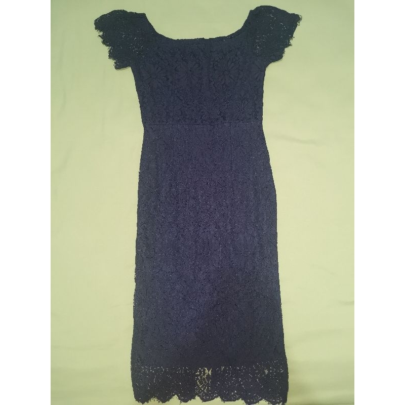 PRELOVED MIDI BRUKAT DRESS WARNA BIRU DONGKER - BRUKAT DRESS - MIDI DRESS