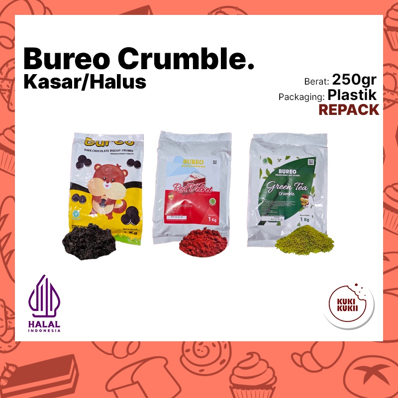 

BUREO Biscuit Crumble 250gr Kasar / Halus REPACK | BUREO Cookies Crumble Kasar dan Halus 250 gram