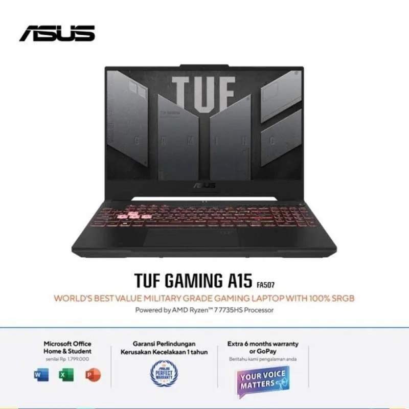 ASUS TUF A15 FA507NV-R746K6M-O Ryzen 7-7735HS 16GB SSD 512GB RTX4060 15.6" W11+OHS