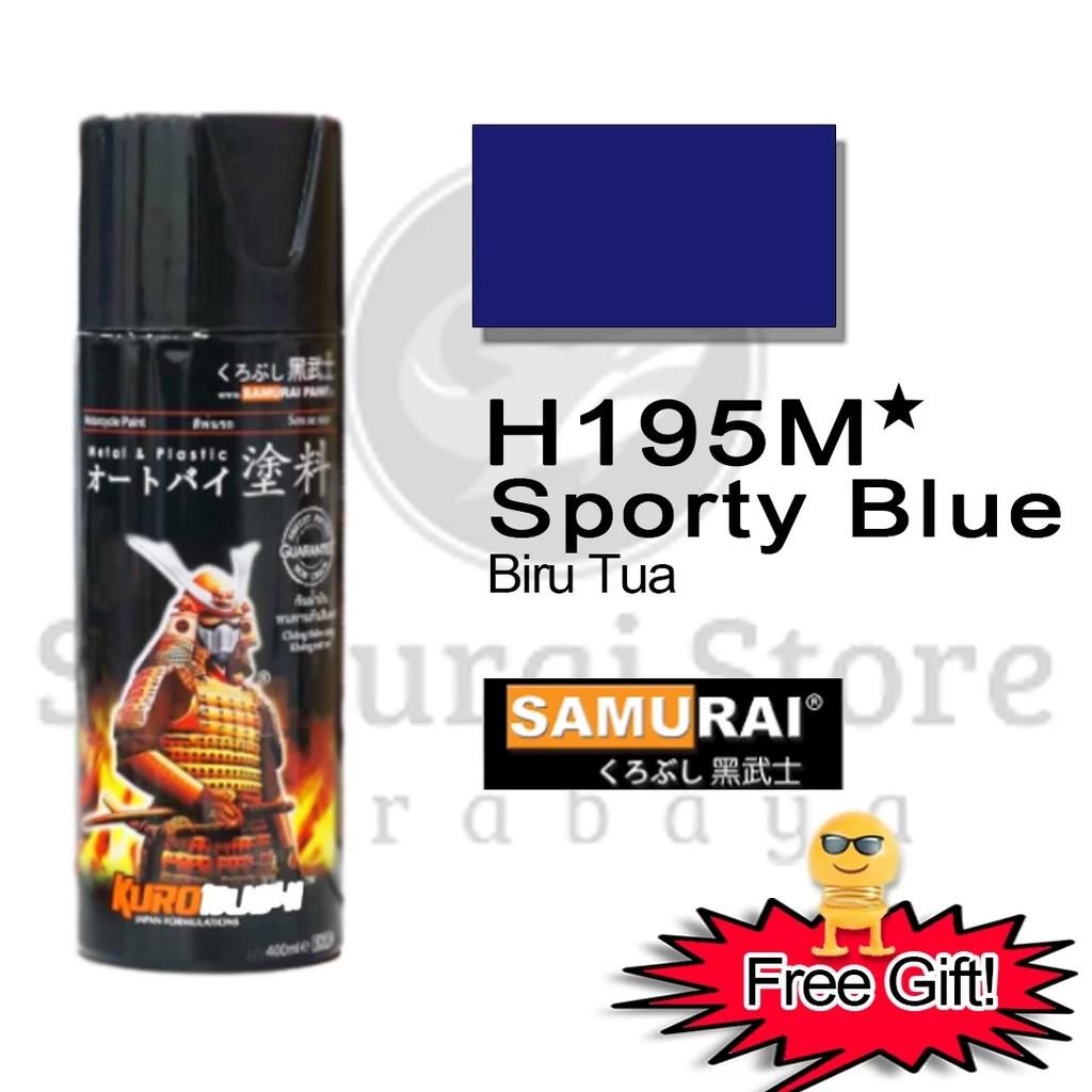 Samurai Paint Honda Sporty Blue H195M ☆ Biru Tua Metalik  400 ml - Cat Semprot Pilox Aerosol