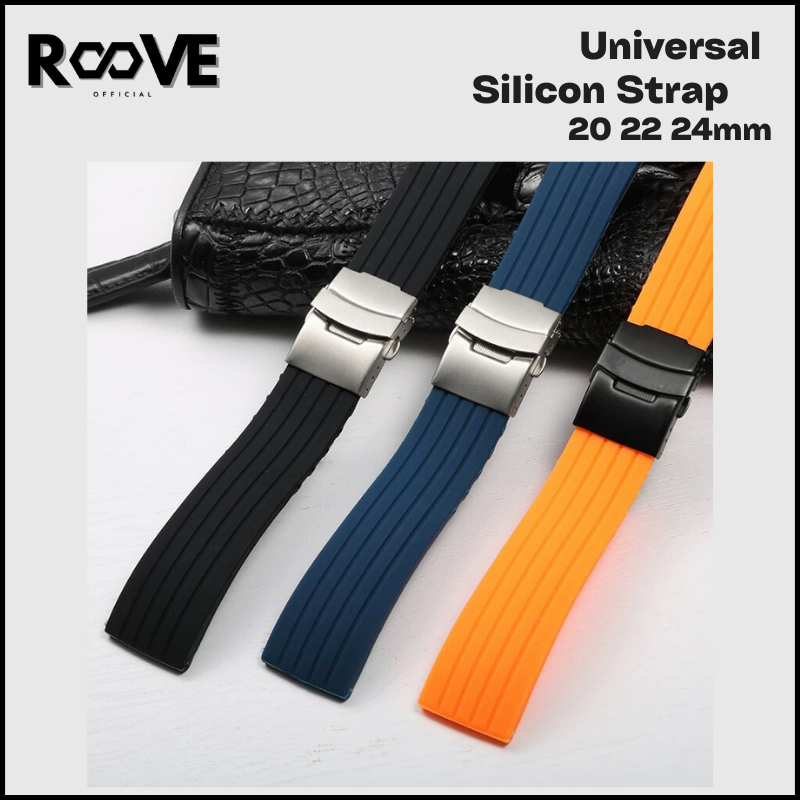 Tali Jam Tangan Silicon Strap 5 Rubber 20mm 22mm Diver aksesoris arloji pria butterfly buckle