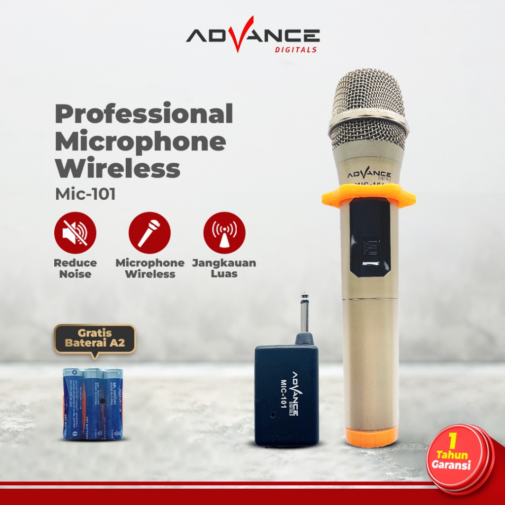Microphone Wireless Advance MIC-101 Gold /Mic Wireless/Mic Tanpa Kabel Free Cover Mic