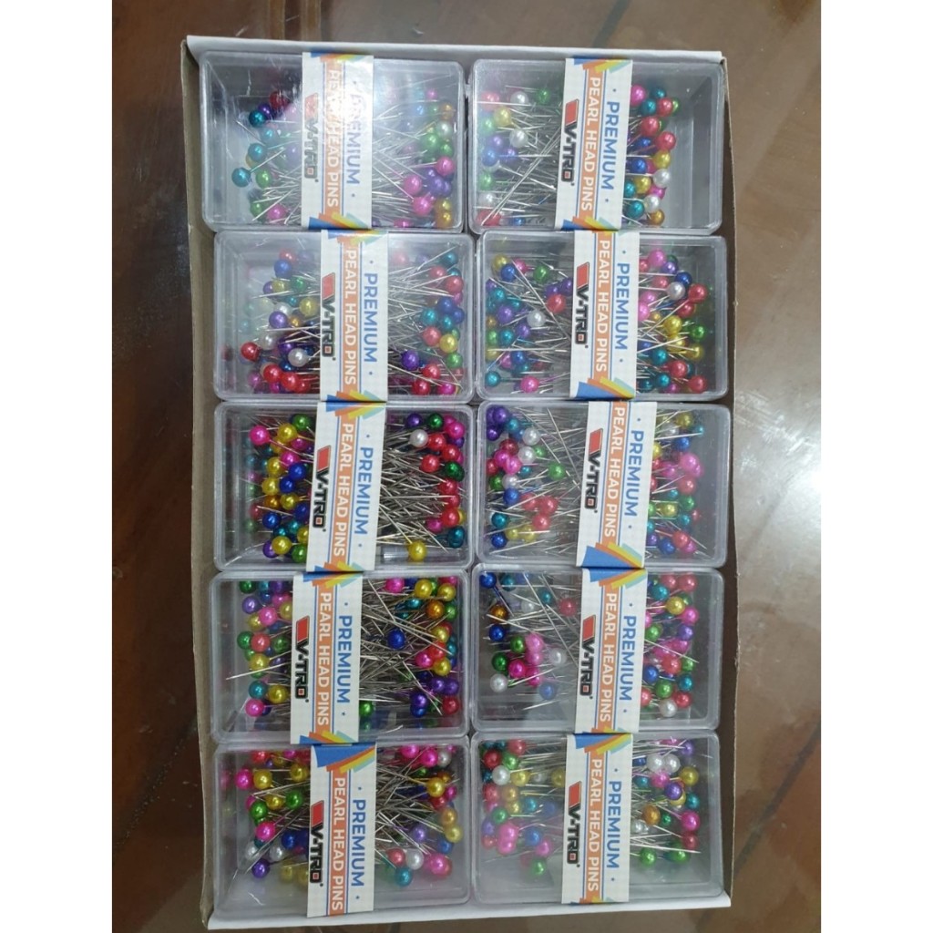 jarum pentul vtro box plastik premium besar head pin warna
