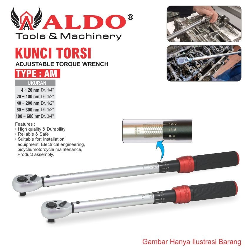 NEW KUNCI TORSI TYPE : AM / ADJUSTABLE TORQUE WRENCH / KUNCI MOMEN / KUNCI SHOCK / KUNCI SOK