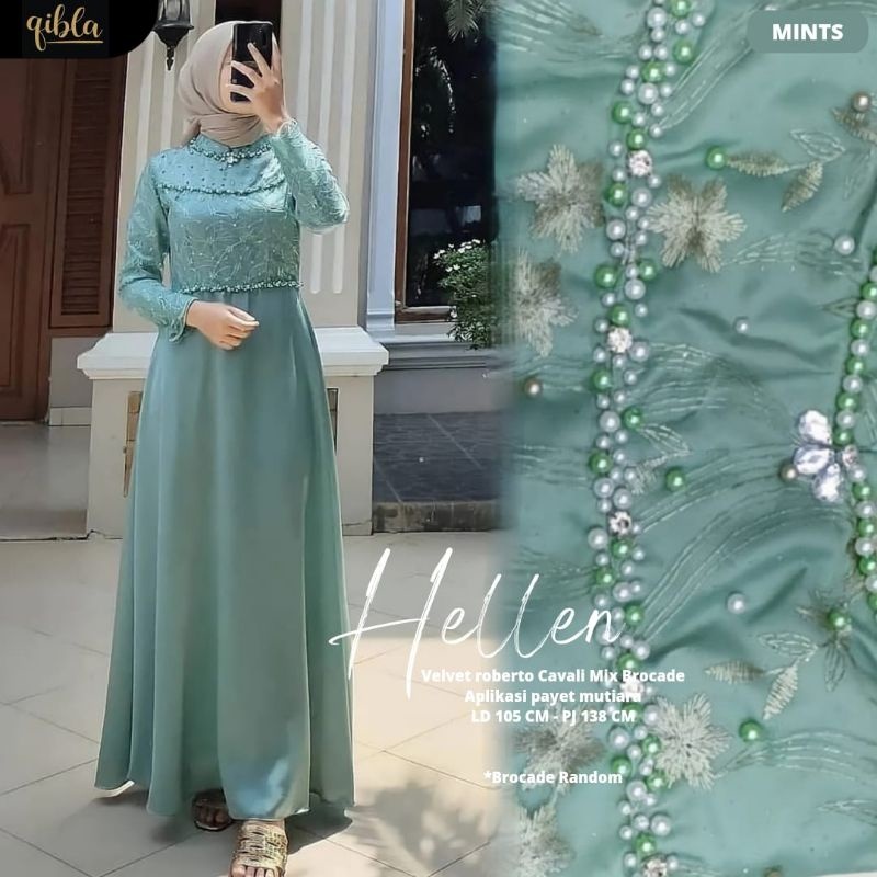 CUCI GUDANG GAMIS TIARA DRESS MAXY VELVET MIX BROKAT TILE MUTIARA FASHION MUSLIM WANITA GAUN PESTA M