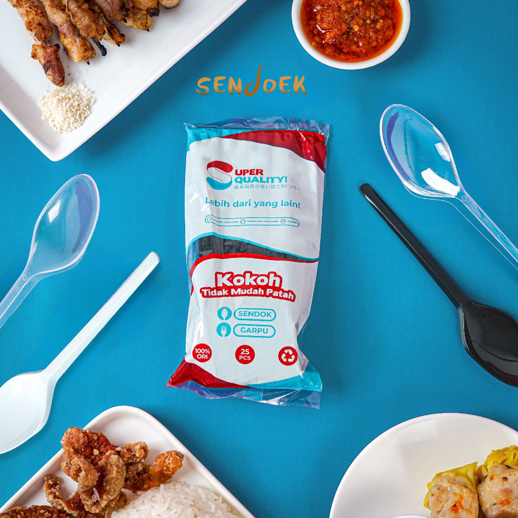 Sendok Makan Plastik PREMIUM / Sendok Food Grade Tebal Kuat Higienis