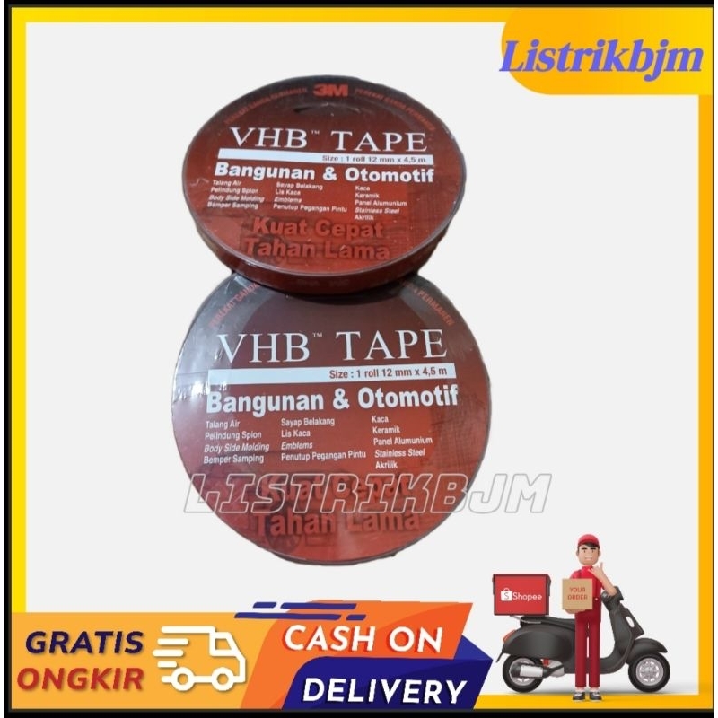 3M VHB DOUBLE TAPE 12MM ORIGINAL SUPER KUAT LEM BOLAK BALIK