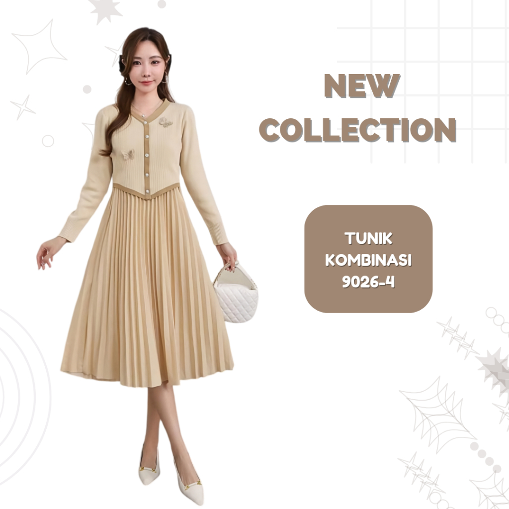 Tunik Kombinasi 9026-1 9026-3 9026-4 9026-2 1326-16 Dress Wanita Korean Style Model Terbaru Motif De
