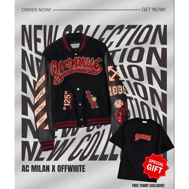 VARSITY AC MILAN OFFWHITE 2024 | JACKET DISTRO BOLA MILANISTI | KAOS BOLA MILAN