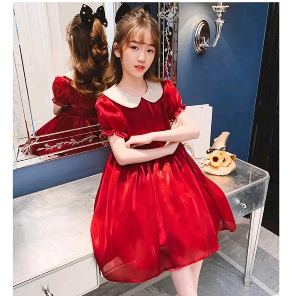 Dress Anak Natal Stylish Modis Trendy Kekinian Best Seller Kids Dress Lucu Mewah Model Korea Premium