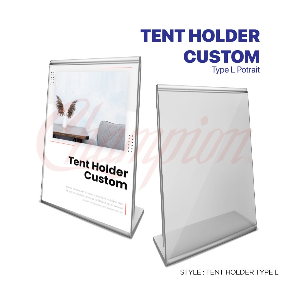 

Acrylic Display Brosur A5 Potrait Tipe L/Tent Holder QRIS Stand Satu Sisi