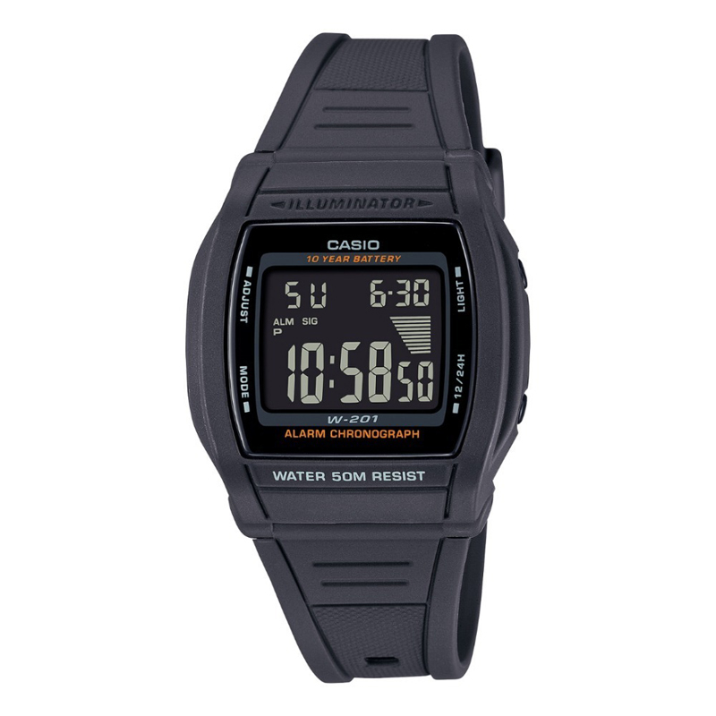 Casio W-201-1BVDF Black Resin