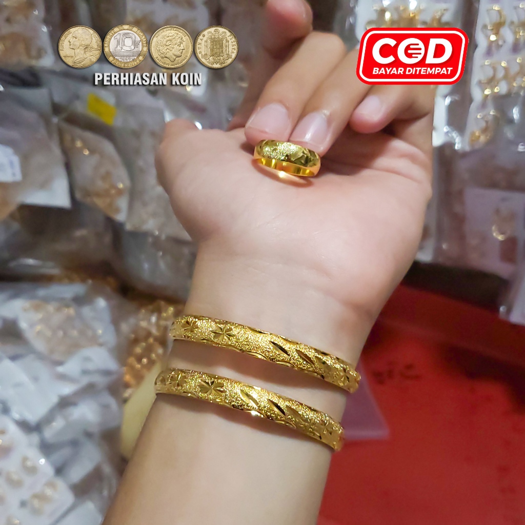 Gelang Bangkok Bangle Pasir Model Bintang Perhiasan Emas 24k Free Cincin Kawin Pasir, Koleksi Baru d