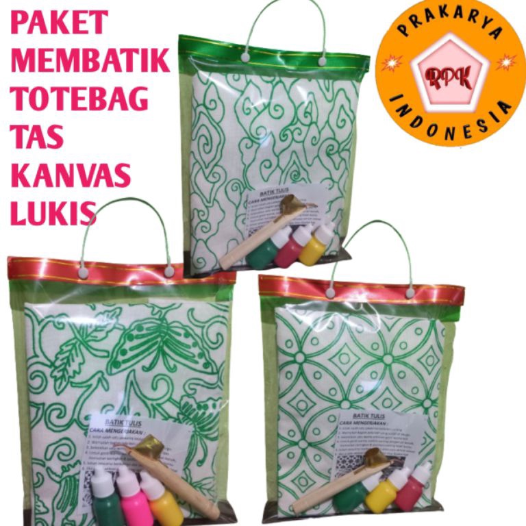 

New Product paket mewarnai tas kanvas totebag motif batik kerajinan tangan