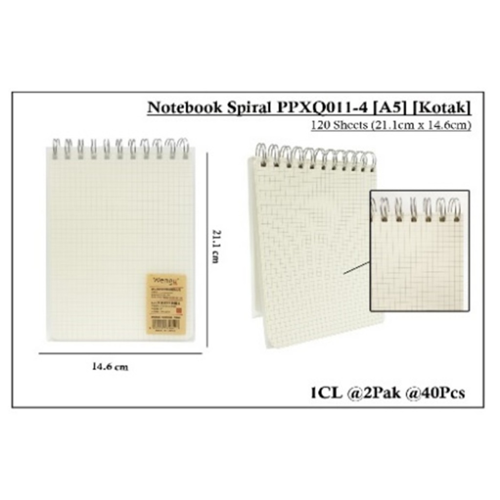 

WENGU NOTEBOOK SPIRAL SOFT RING - BUKU SPIRAL GARIS KOTAK Ppxq-011-4 A5 B5