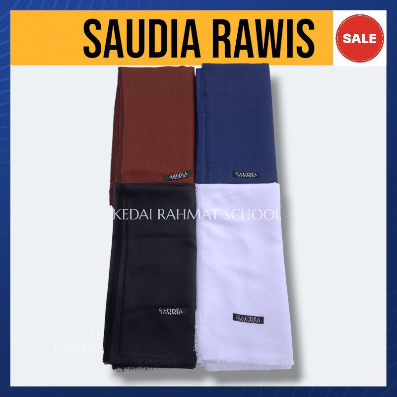 Jilbab Hijab Saudia Seragam Sekolah Segi Empat Rawis Hitam Putih Biru Navy Coklat