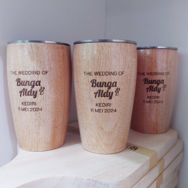 KEBAYA Series / GELAS UKIR  SATUAN / FREE UKIR / Gelas Kayu / Gelas Estetik / Souvenir Gelas