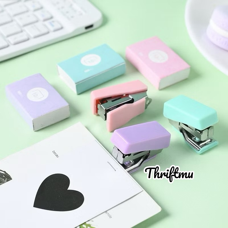 

Stapler Mini Set Macaron Color Staples Kemasan Box Lucu Free Isi