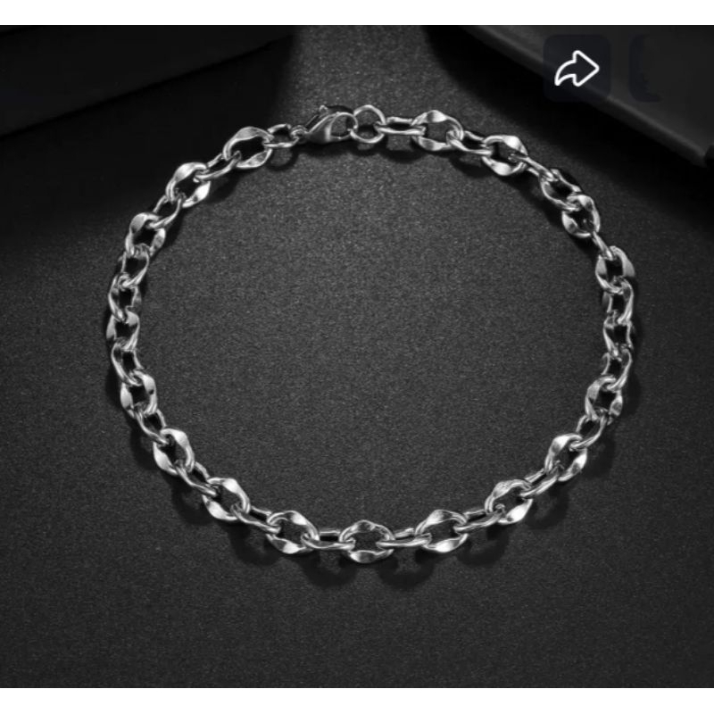 Gelang titanium rantai kapal model pipih pria wanita Anti karat terbaru
