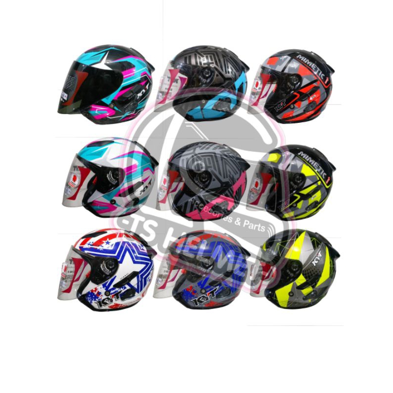 HELM HALF FACE KYT GALAXY MOTIF DOUBLE VISOR
