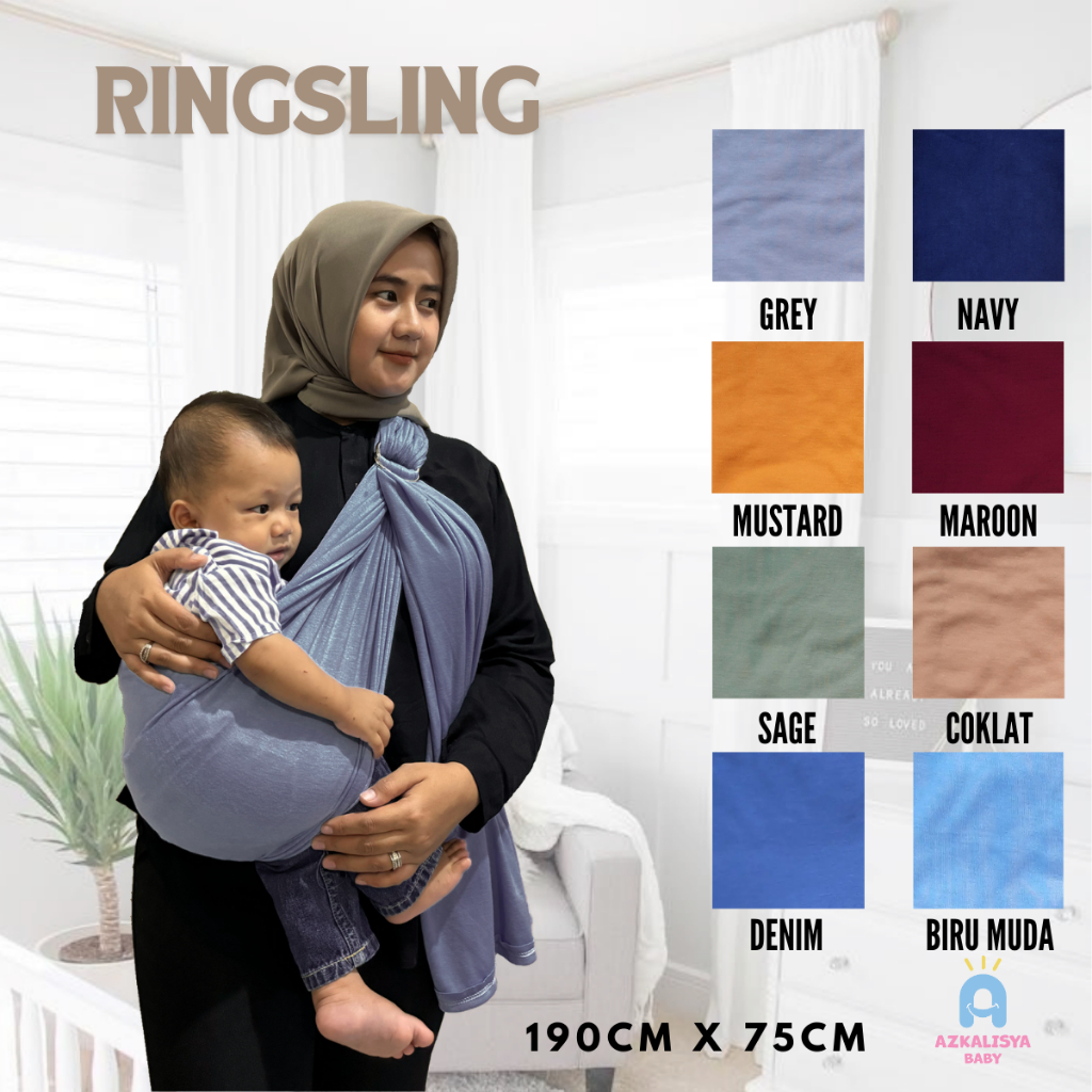 Gendongan Kaos Samping Jarik Bayi Ringsling Polos Kokoh Anti Melorot