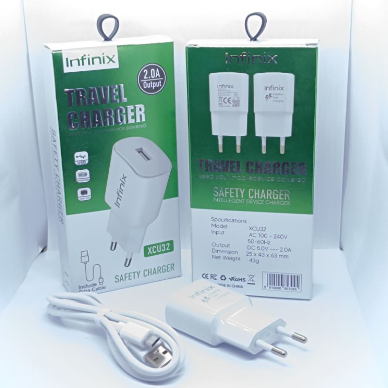 Charger Casan Infinix Smart 4 / Smart 5 / Smart 6 Micro USB Fast Charging Charger Cable Original 99%