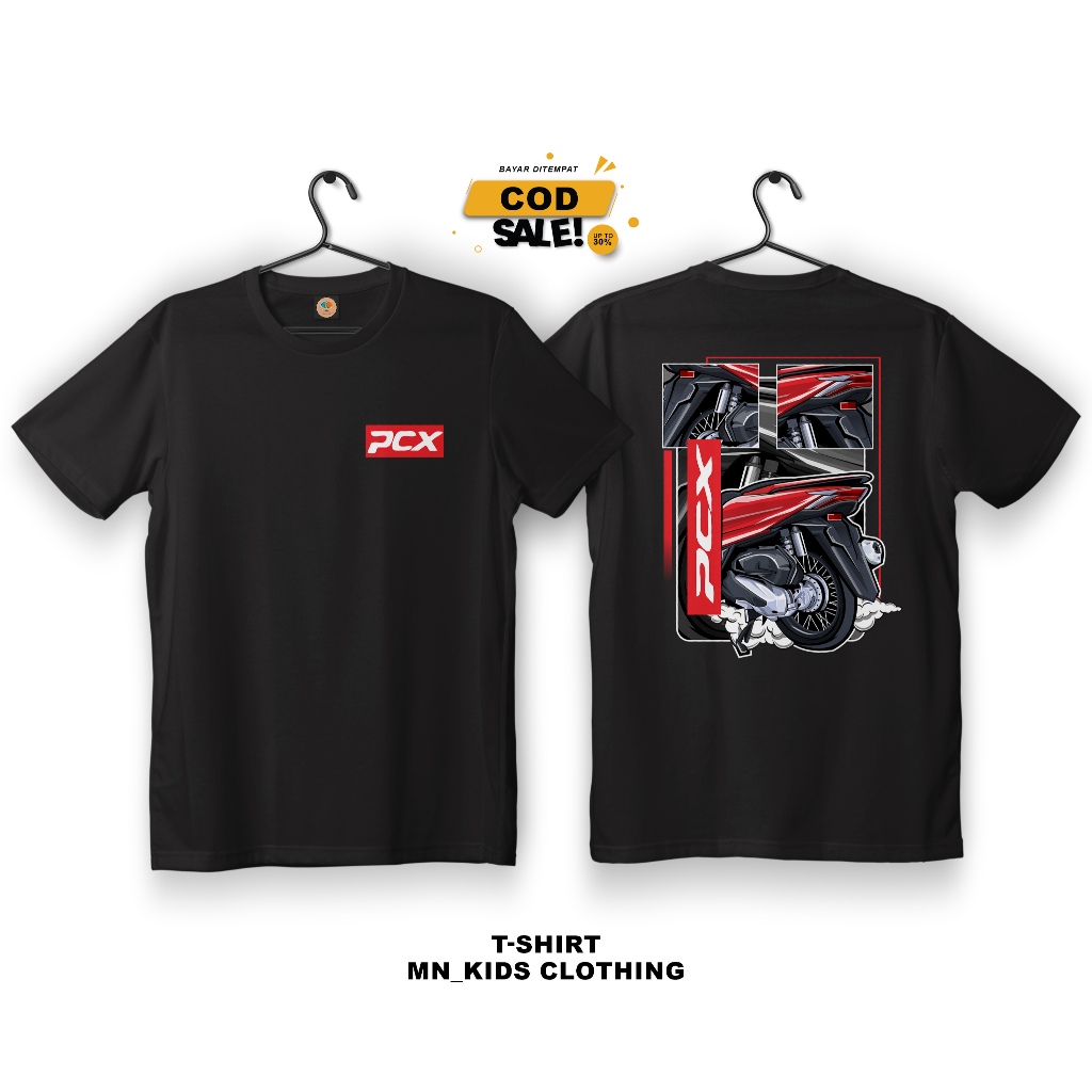 Kaos Baju Distro Katun Combed 24s Unisex Gambar Motor Honda All New PCX 160 siluet Otomotif