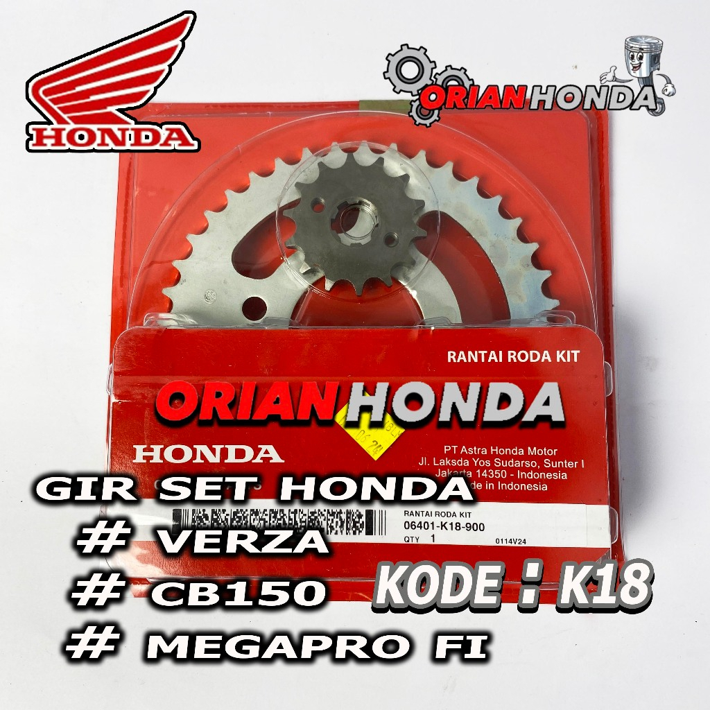 Gear Set Gir Set Verza CB150 Megapro FI Kode Part 06401-K18-900