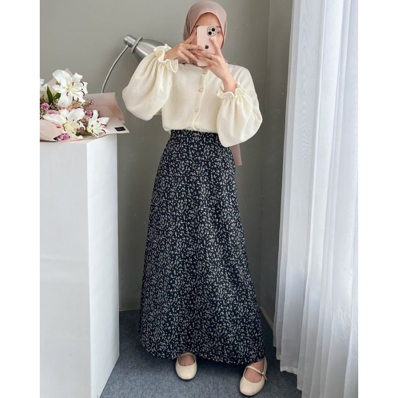 ROK MOTIF BUNGA KOREA / FLORAL SKIRT / ROK MOTIF KOREAN SKIRT / ROK PANJANG WANITA MOTIF BUNGA VINTA