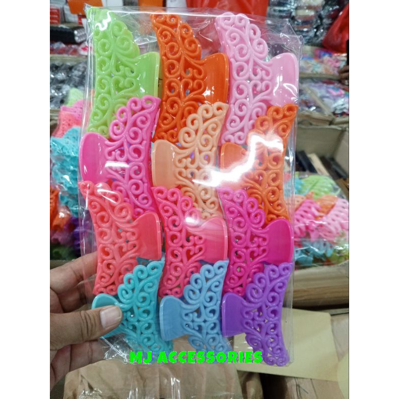 (ISI 12PCS)Jedai jumbo Jepitan Rambut Model batik Warna Warni