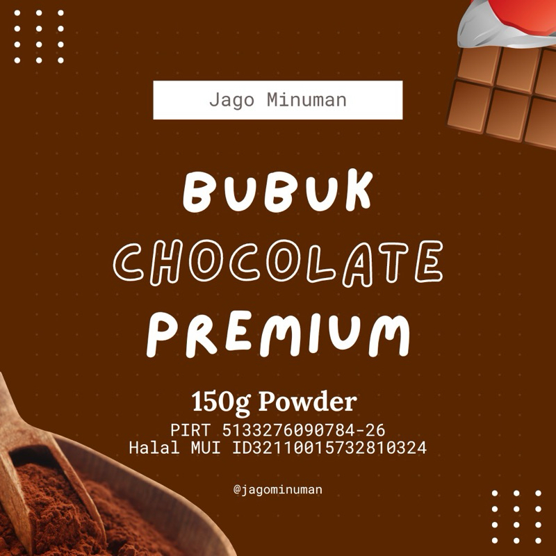

150g CHOCOLATE BUBUK MINUMAN PREMIUM (SPECIALTY POWDER, JAGO MINUMAN)