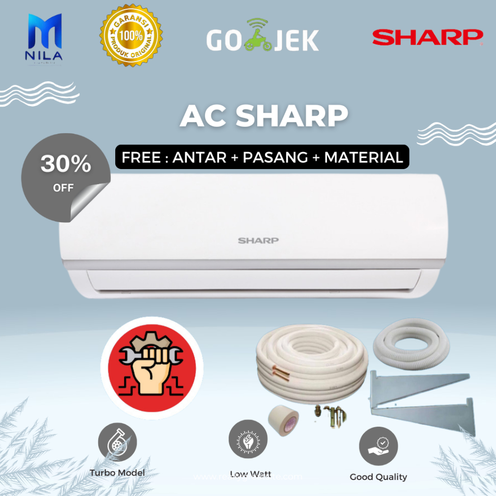 AC SHARP AH-X6ZY AC SPLIT 1/2 PK INVERTER Makassar