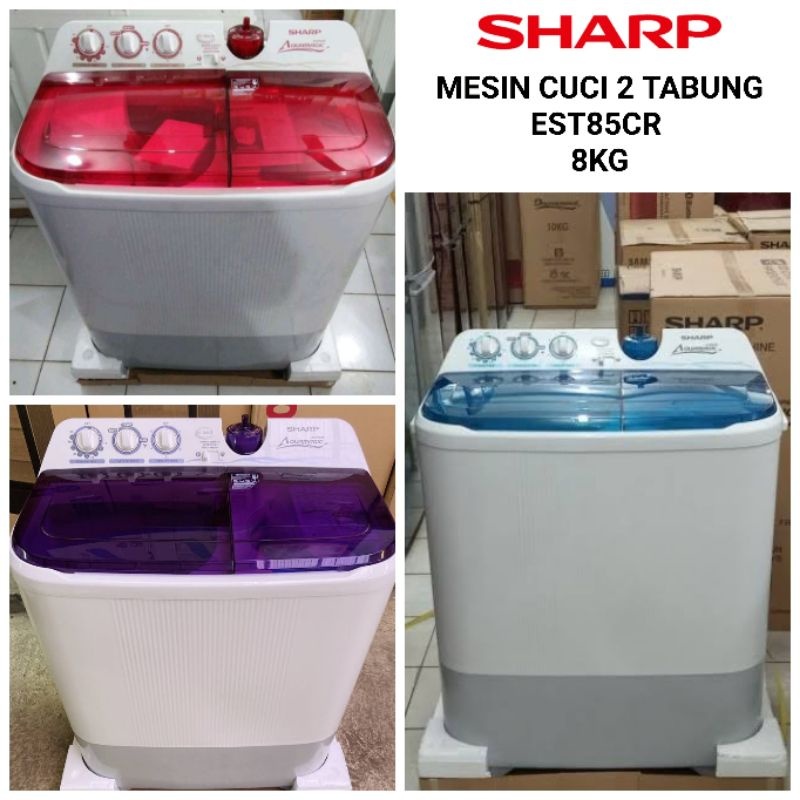 SHARP ES-T85CR-VK / BK / PK 8KG  dan ES-T95CR VK / PK/BK 9kg Mesin Cuci