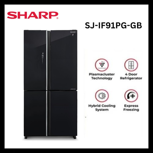 KULKAS 4 PINTU SHARP SJ-IF91PG - GB INVERTER GLASS DOOR / 91PG GB