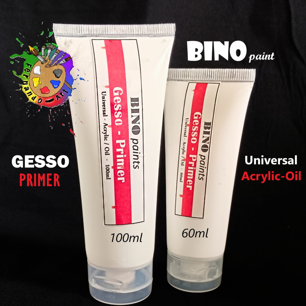 

Bino Paints Gesso Premium Oil Acrylic Primer 100ml & 60ml