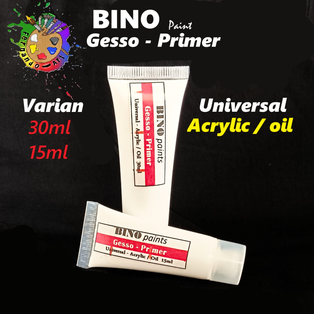 

Bino Paints Gesso Premium Oil Acrylic Primer 30ml & 15ml